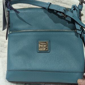 Dooney & Bourke Blue Leather Crossbody Bag with Brass Accents